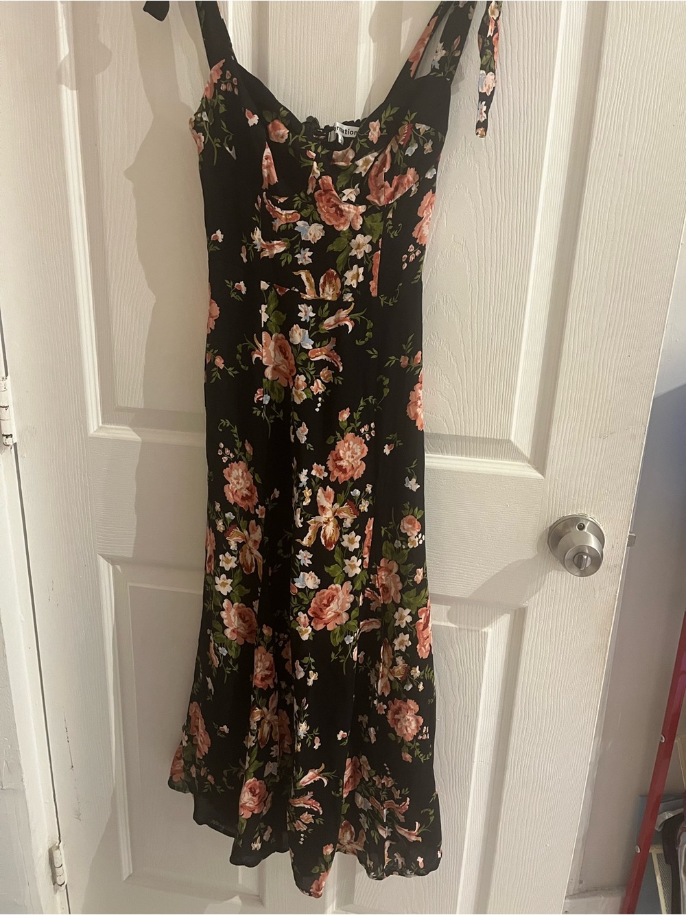 Reformation Midi Maxi Dress Nadira Black Rose Floral Wedding Guest size 2 - Picture 3 of 9